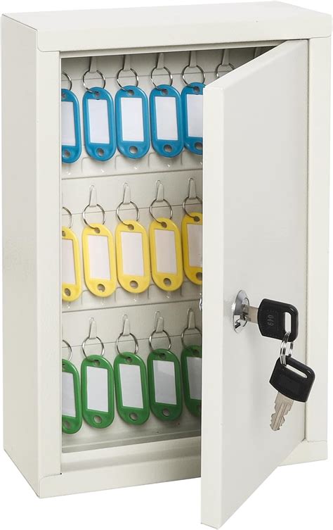 Security Metal Key Box with 48 Hooks, Large Adjustable Wall 